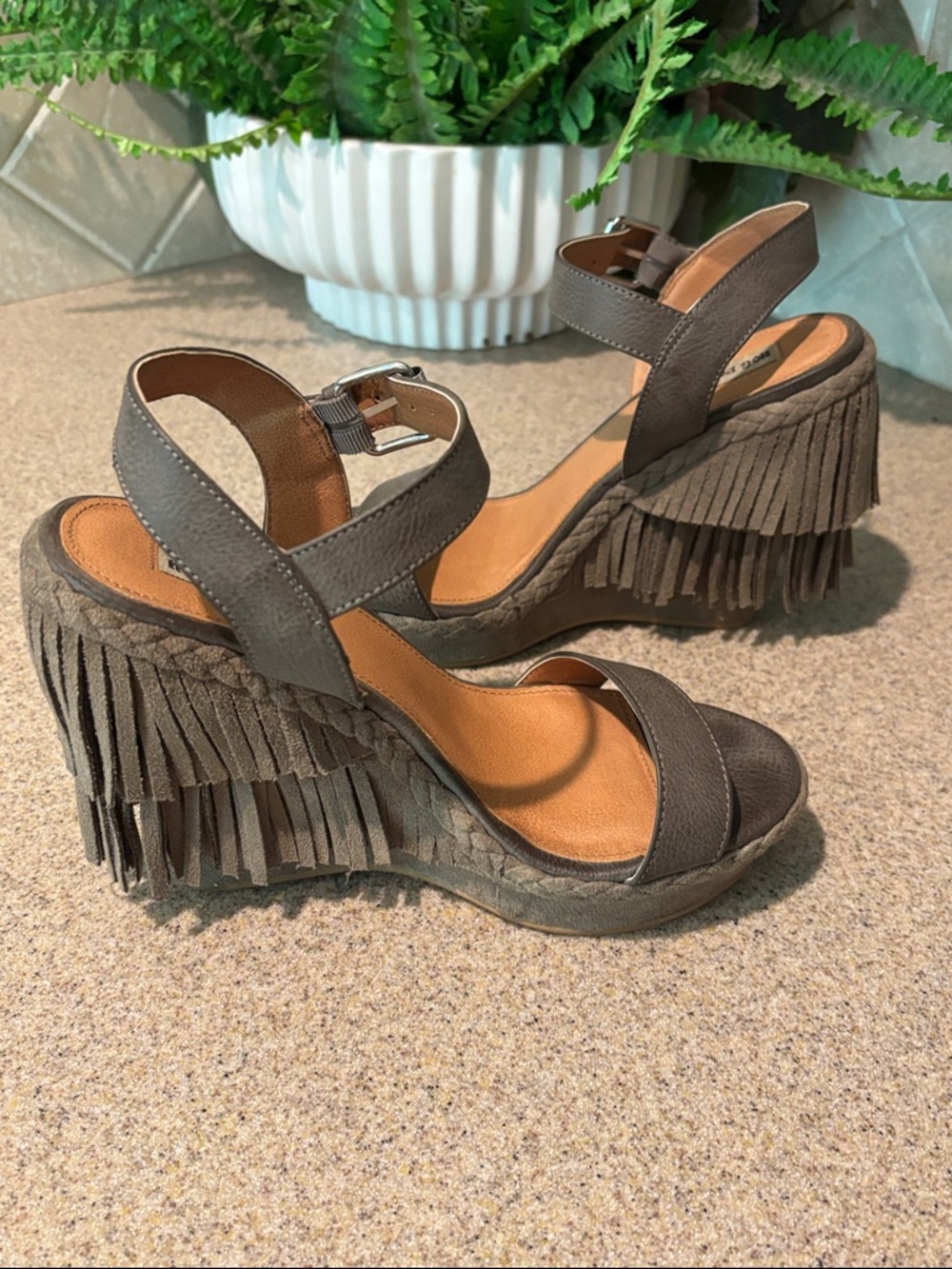Not Rated Brown-Tone Platform Wedge Sandals with Ankle Strap